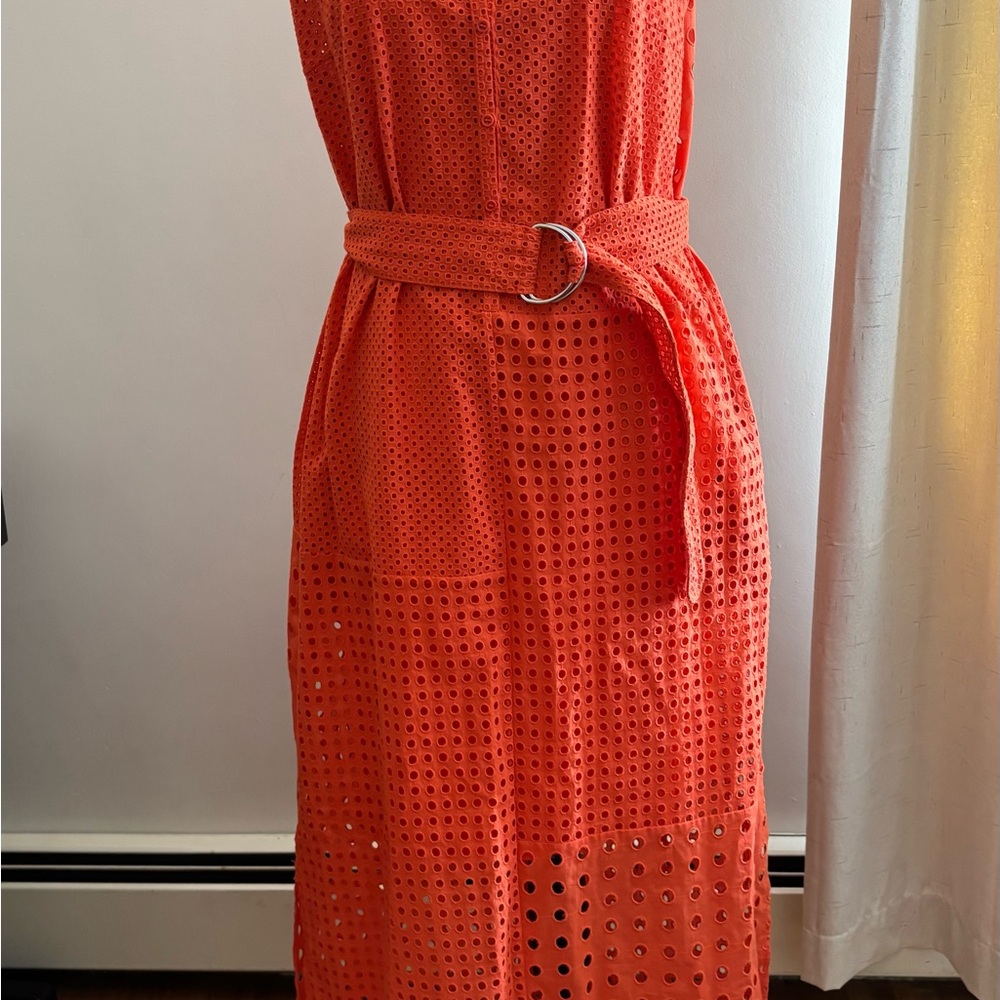 Akris Punto Orange Midi Dress with Elegant Silhouette